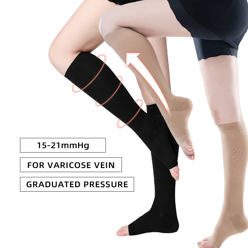Compression Sock Medical - S-5XL 의료 압박 종아리 소매 오픈