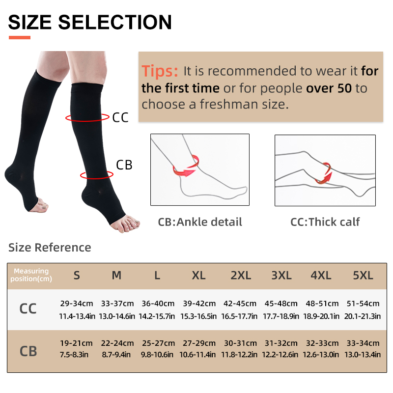S-5XL 의료 압박 종아리 소매 오픈 토 축구 달리기 - Compression Sock Medical 리뷰 및 가격
